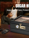 Cigar Humidor Cedar Wood Humidor Cigar Box Glass Top Desktop Humidor with Front Hygrometer Humidifier Divider Accessories Drawer