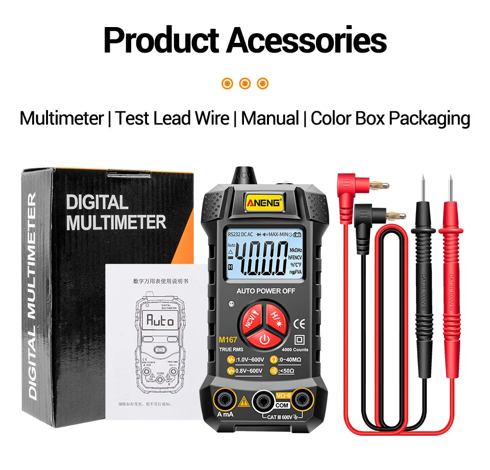 Digital Mini Multimeter Professional 4000 Counts AC/DC Electrical Instruments Tester Auto Range Meter Multimetro Tool