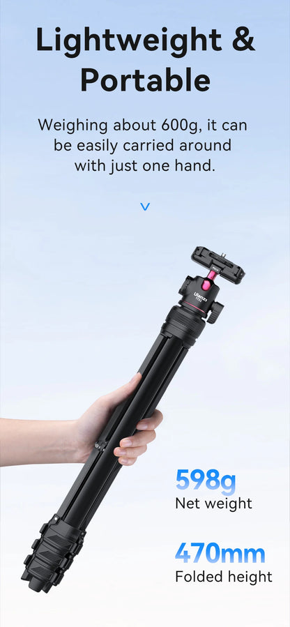 Portable Tripod Universal Camera Phone Lightweight Stand 450-1380mm Tripod with Floding Phone Clip