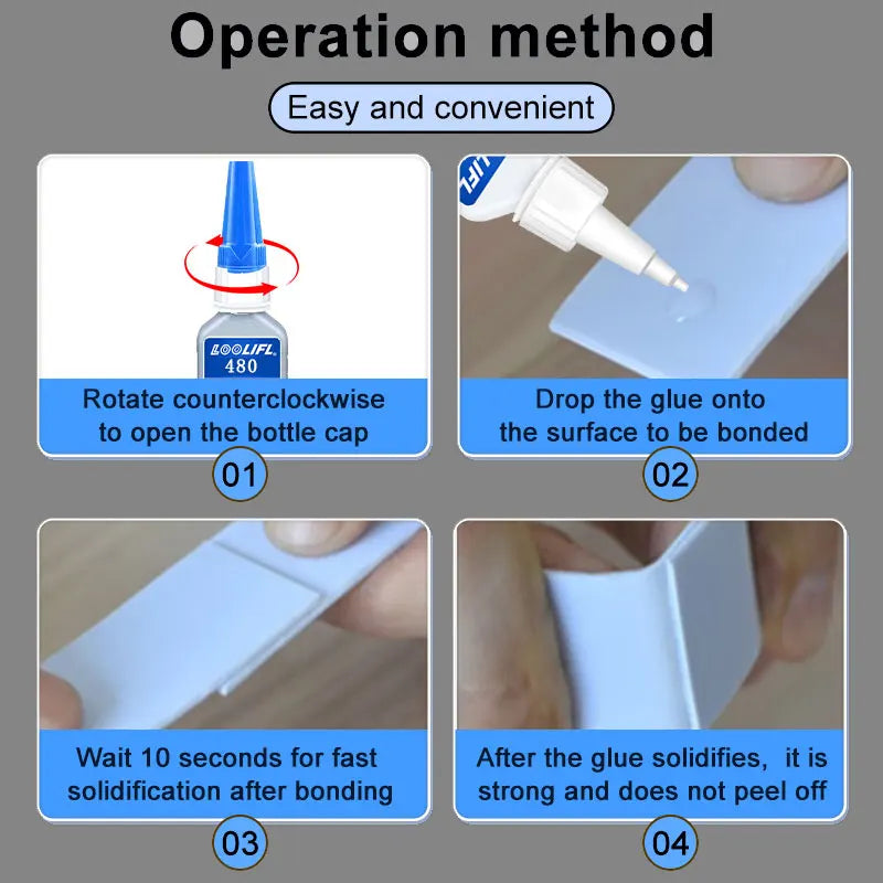 480 Black Super Black glue for Plastic Wood Metal tyres Rubber shoes Strong Adhesive Repair