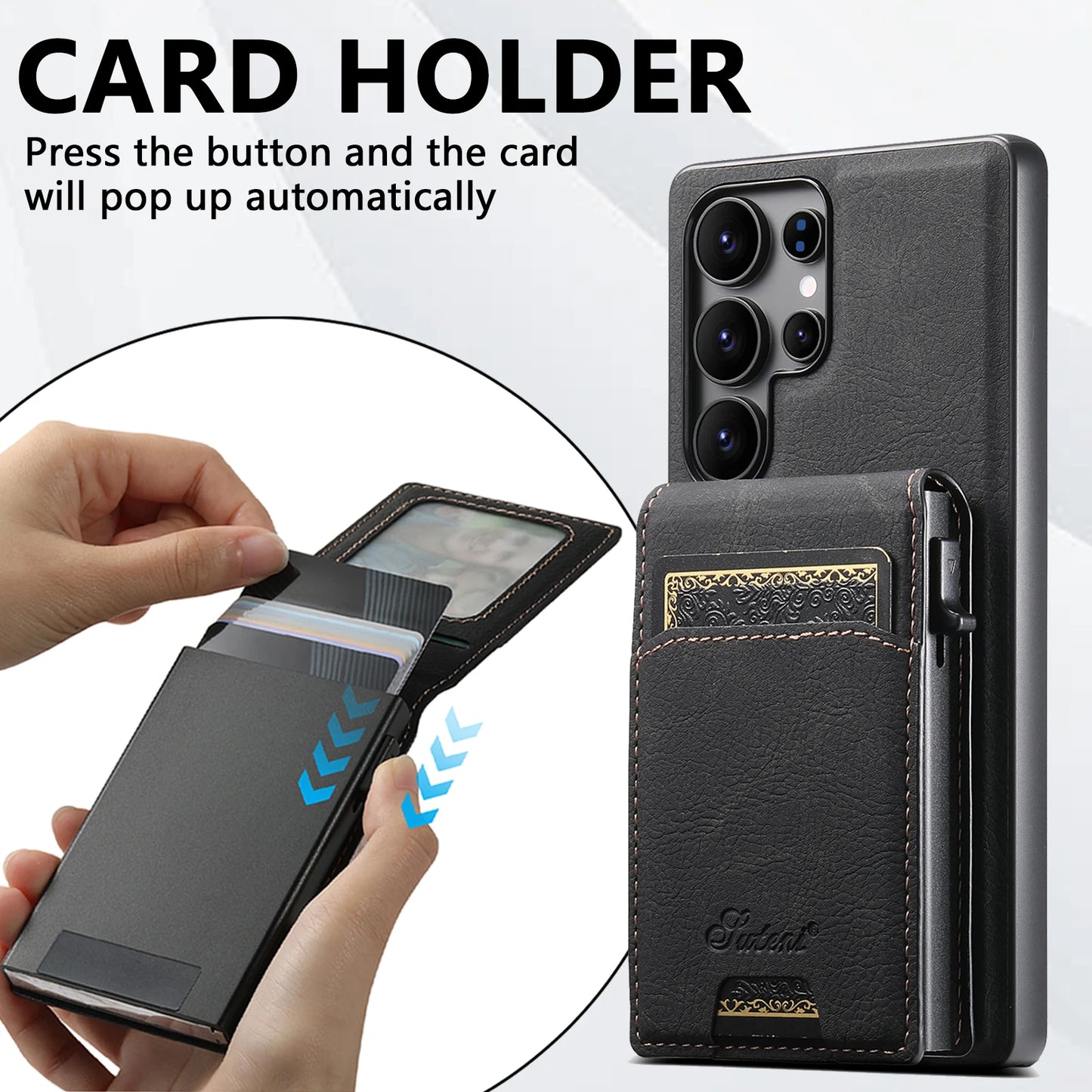 Magnetic PU Leather Wallet Case with Card Slot & Kickstand for Samsung Galaxy S26 Ultra / S25 Plus – Wireless Charging Cover