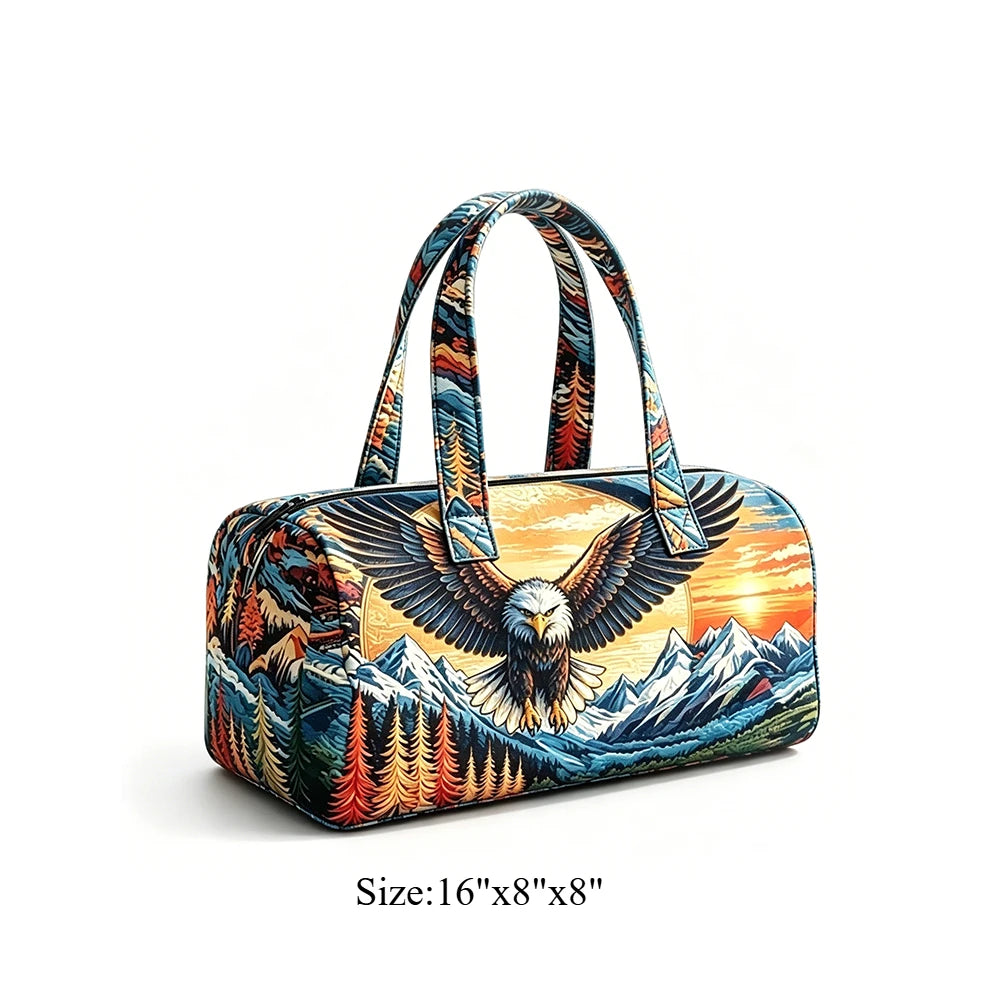 Animal Cow Floral Print Quilted Duffel Bag Weekender Travel Bag Lightweight Overnight Carry On Luggage for Gym Sports Getaway