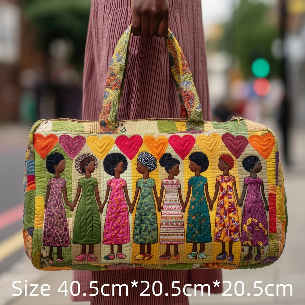 3D Quilted African Tote Bag for Women Colorful Tribal Print African Ladies Sunset Fruit Basket Gym Boho Festival Overnight Bags