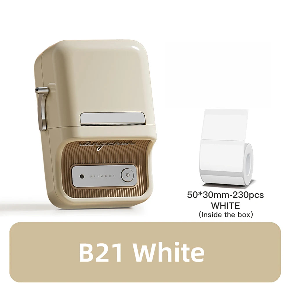 B21 / B1 Thermal Label Printer, Bluetooth Wireless Sticker Maker 20–50mm, Portable Inkless Barcode Label Printer for Clothing & Jewelry