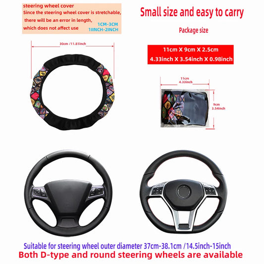 Colourful Fabric Car Steering Wheel Cover 38CM