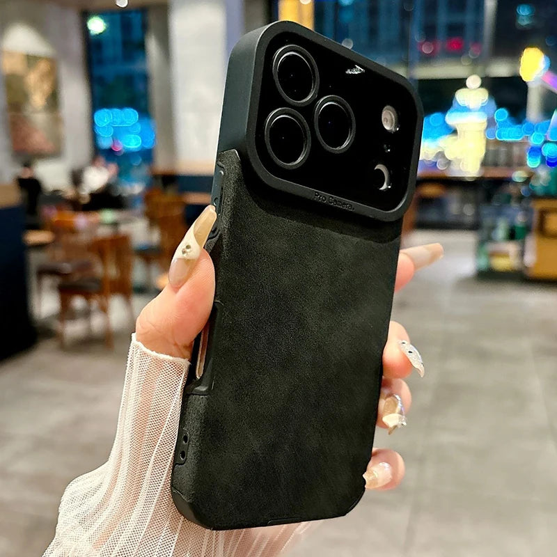 Luxury Leather Lambskin Shockproof Phone Case For iPhone 17 16 Pro Max 17Air 15 14 Plus Matte Cover