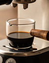 50/75/100/140ml Wood Handle Glass Espresso Measuring Cup Single Mouth Milk Jug Coffee Supplies Clear Kitchen Measure Mug