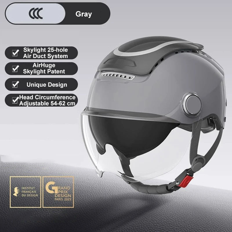 Open Face Electric Bike Helmet With Dual Visor