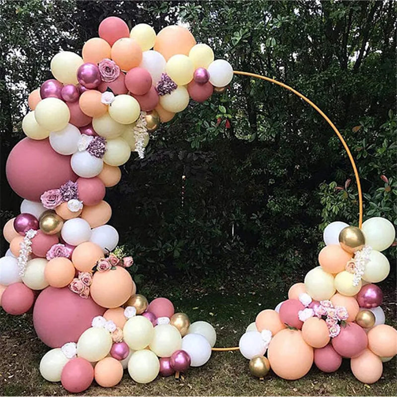 Metal Circle Stand Wedding Arche Round Balloon Arch Flower Gold Background Arch DIY Frame Birthday Party  Shower Decoration