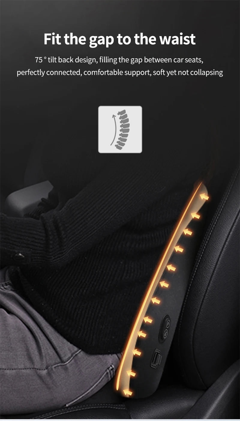 Car Lumbar Support Electric Massage Headrest Neck Pillow Car Massage Pillows Comfortable Waist Cushion Relieve Driver Fatigue