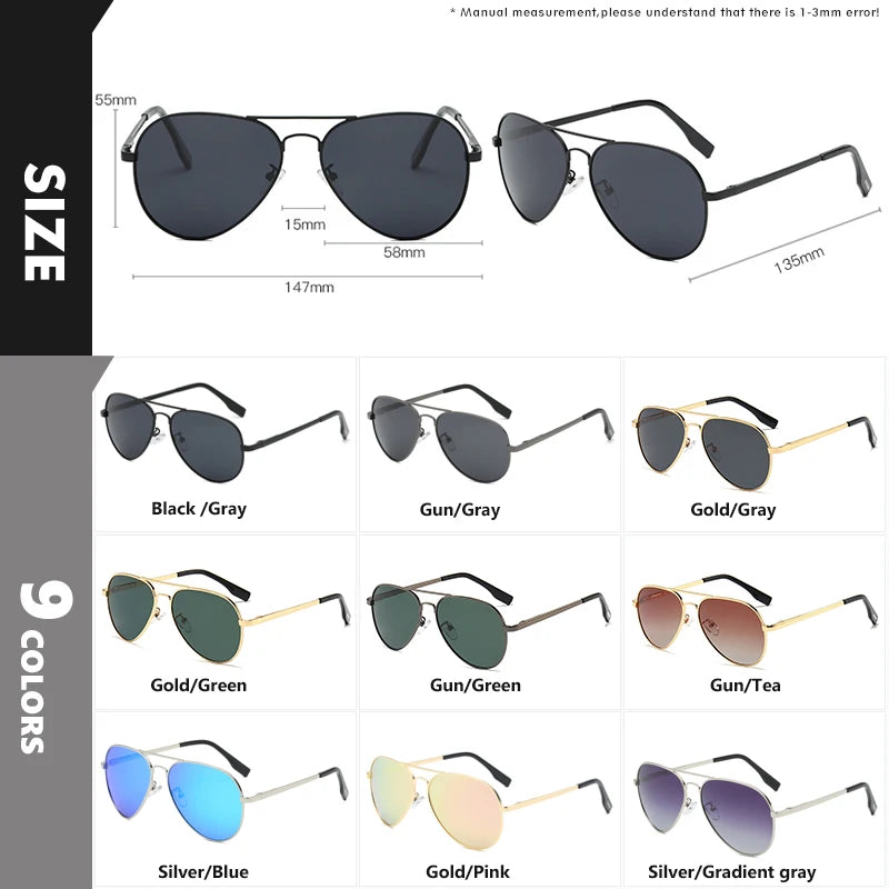 Aviation Brand Design Polarized Sunglasses for Men Driving Use