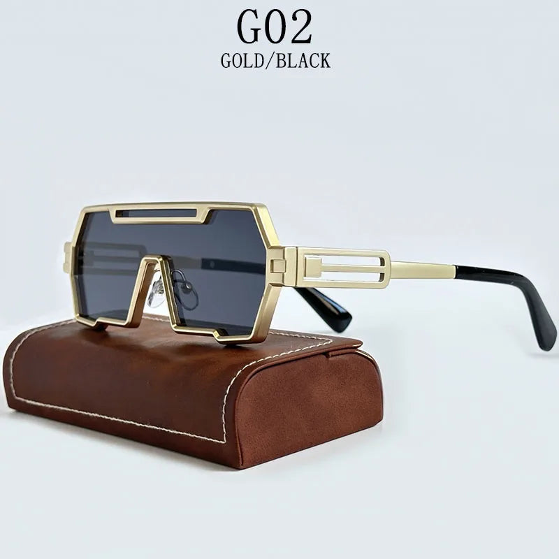 Square Steampunk Metal Sunglasses With UV400 Protection