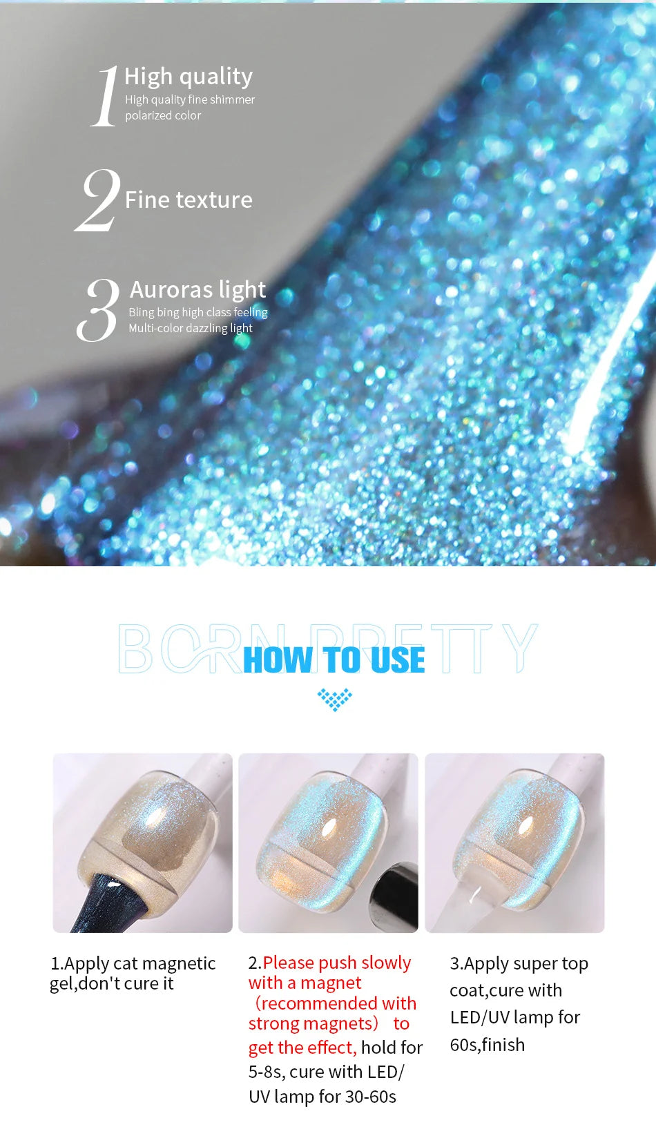 10ml Auroras Cat  Gel Tears of Angels Crystal Shining Like A Fairy Tale Soak Off UV Gel Nail Art Varnish