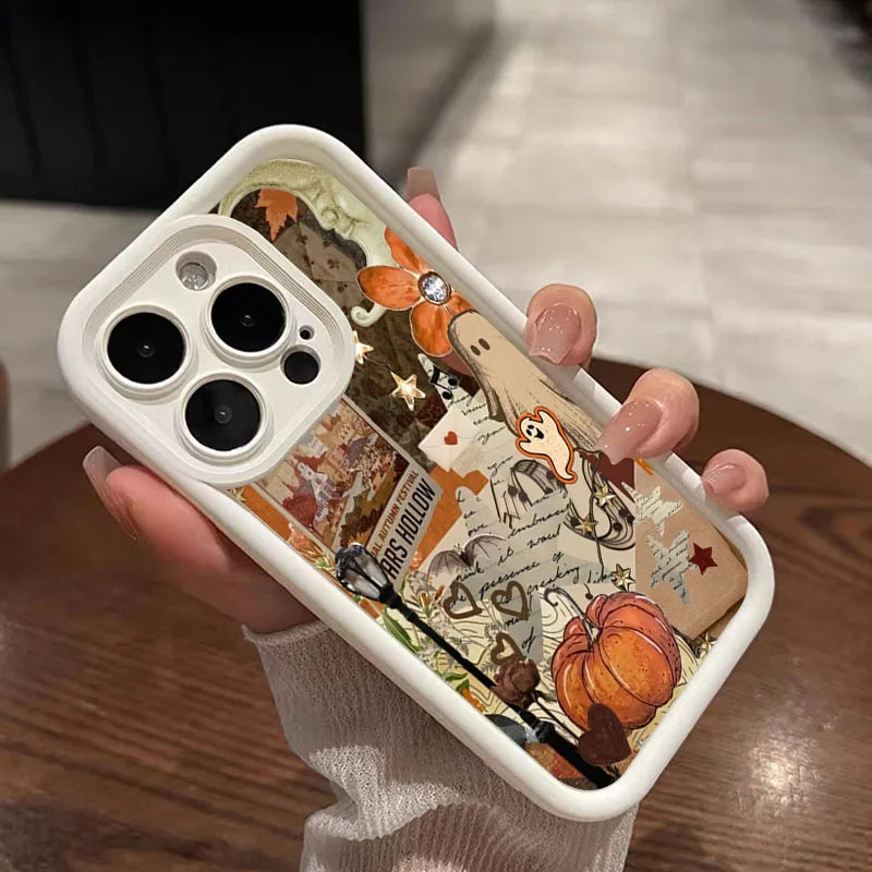 Creative Halloween Pumpkin Pattern Phone Case For iPhone 17 16 15 Pro Max Air 14 16E Soft Cover