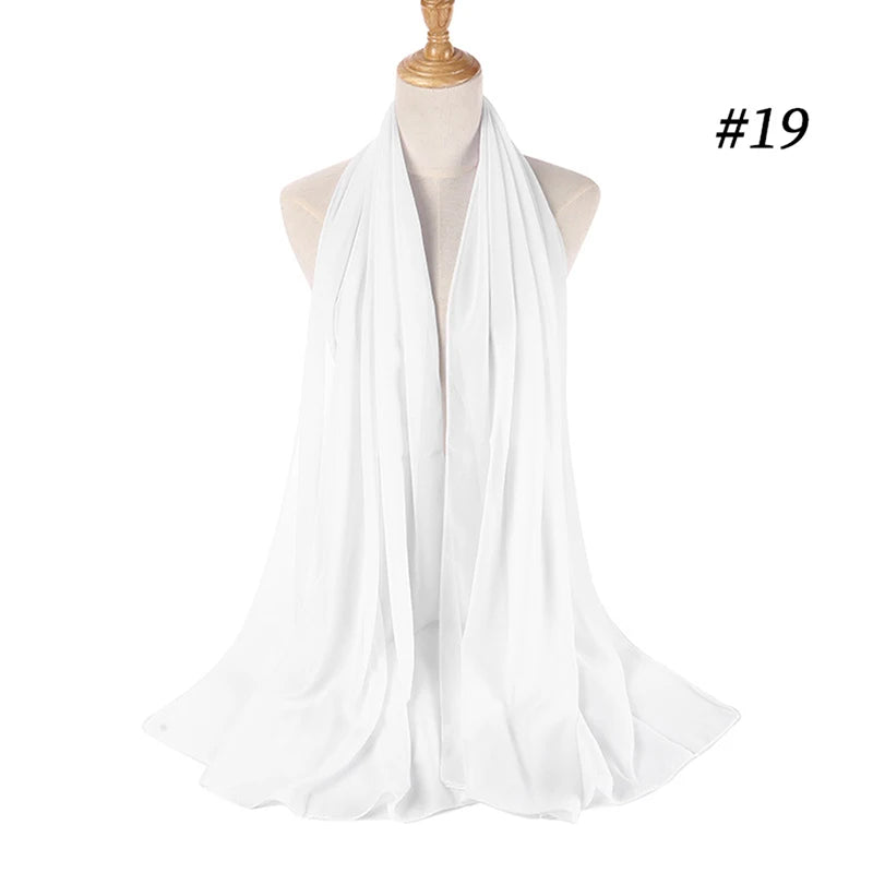 Muslim Chiffon Hijab Women Bubble Chiffon Scarf For Women Ladies Veil Muslim Islam Solid Color Malaysia Wrap Scarves