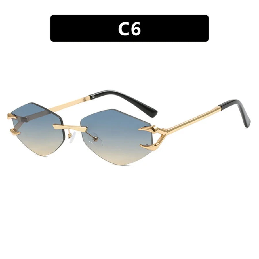Sunglasses Personalized Frameless Glasses Polygonal Sun Glasses Casual Hip-Hop Trendy Outdoors Eyeglasses Men UV400