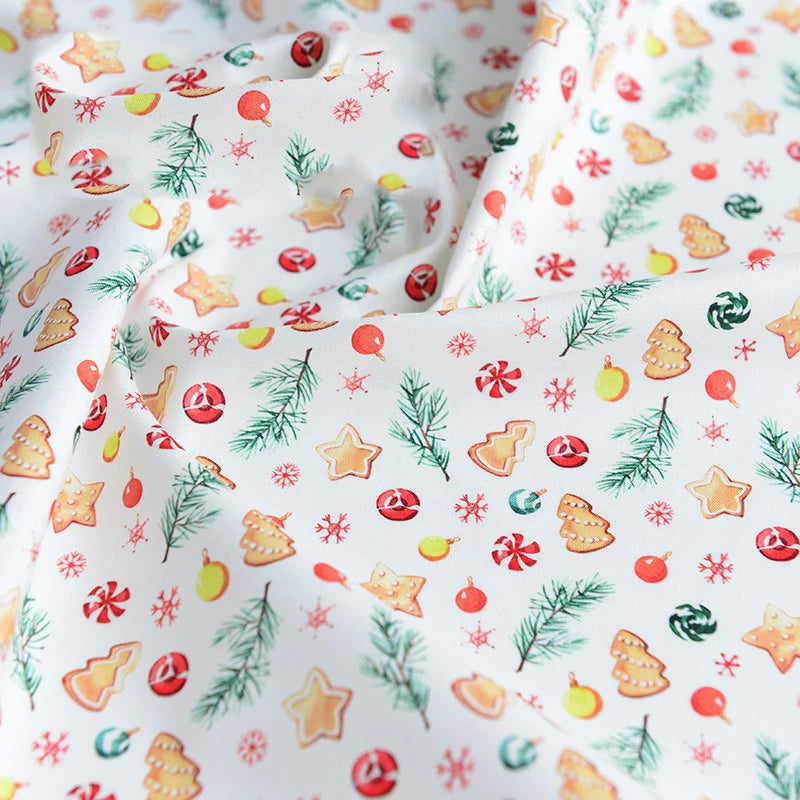 Pure Cotton Digital Printing Christmas Flower 60SManual DIY Decorate Fabric Pillow Clothes Christmas Theme Autumn and Winter New