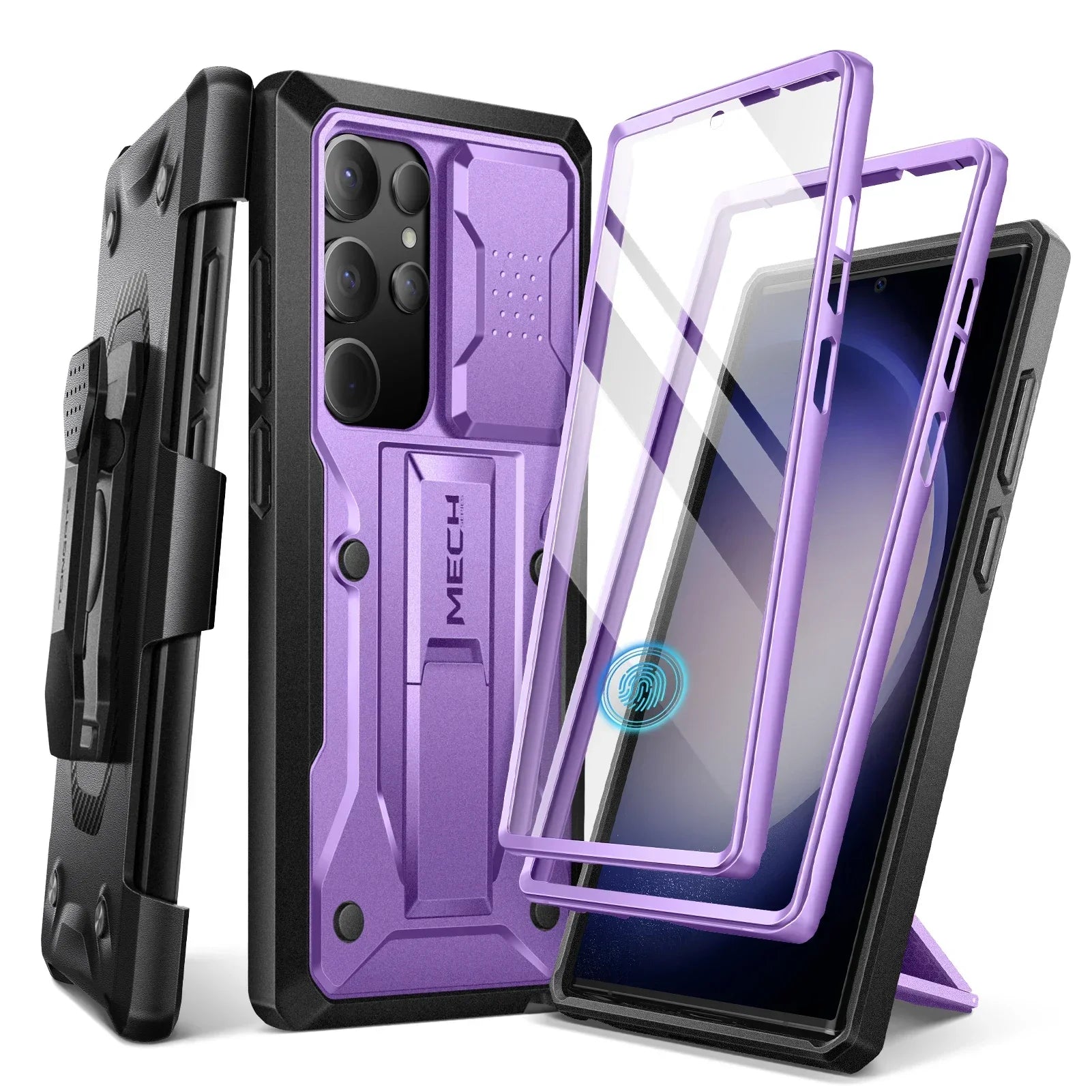 For Samsung Galaxy S24 Ultra Case Full-Body Shockproof Dual Layer Rugged Belt-Clip Case with Front Frame camera Screen Protector