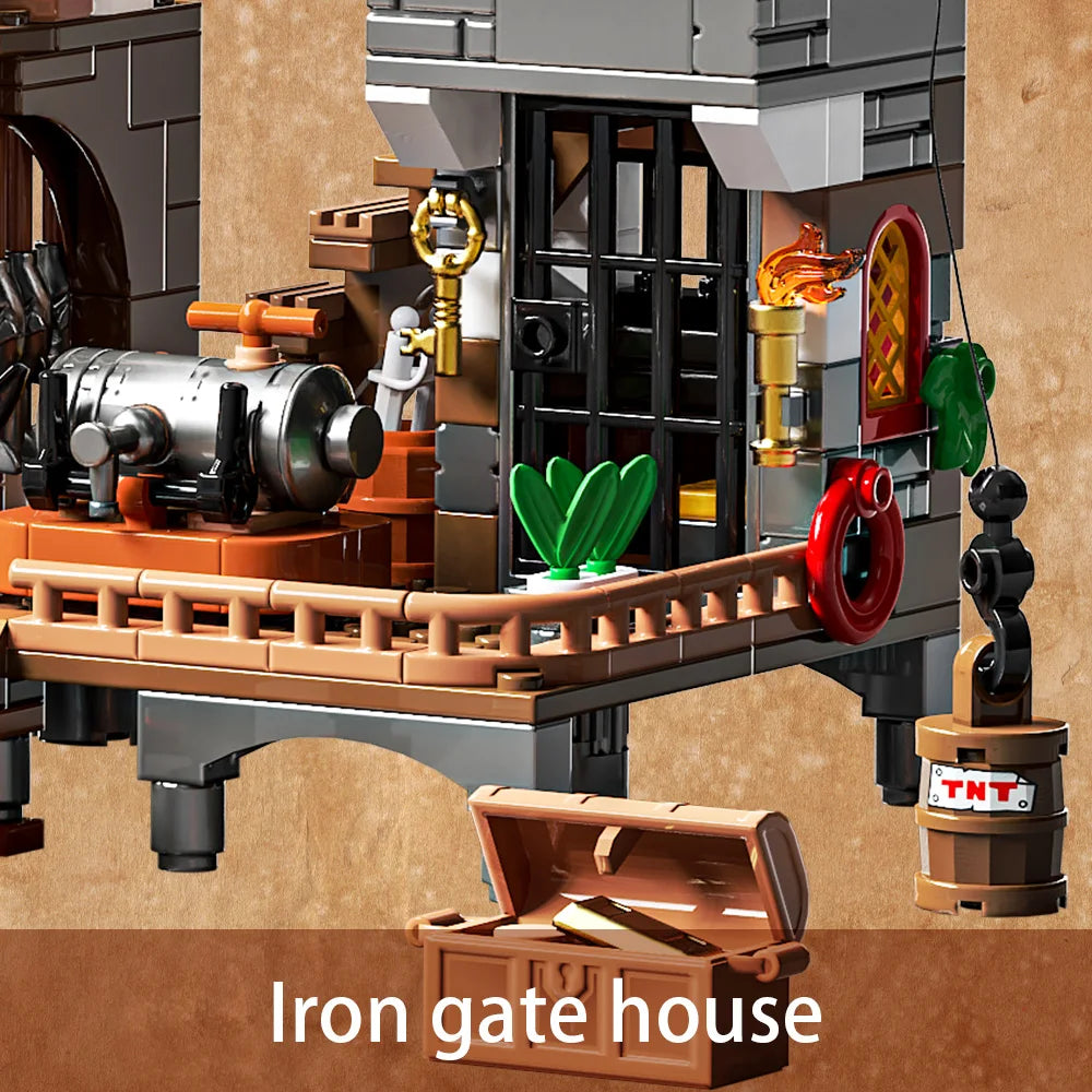 Pirate Ship Building Toys, Pirate Wharf Themed City Store Building Bricks Sets for Boys Age 8-12,868 Pieces, Advent Calendar