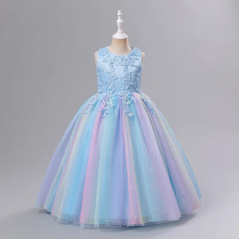 Girls Princess Ball Gown Floral Lace Tutu Dress for Flower Girl / Birthday / Pageant Wedding Party Dress