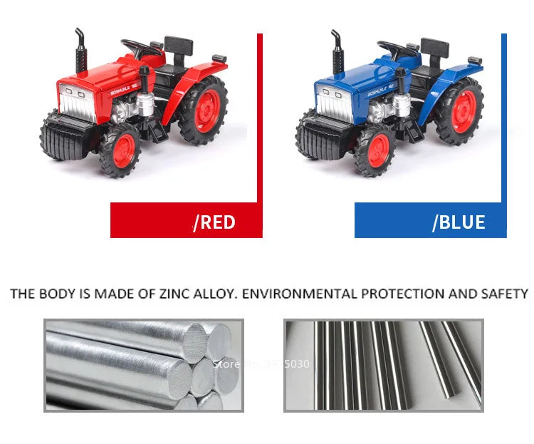 1/32 Scale farm Tractor Alloy Toy Model Car Diecast with Light Music Rubber Tires Tractors Vehicles