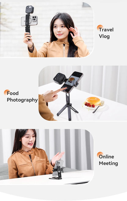 Foldable Phone Tripod Mini Pocket Tripod for Phone Vertical Horizontal Shooting Expansion Video Light Microphone