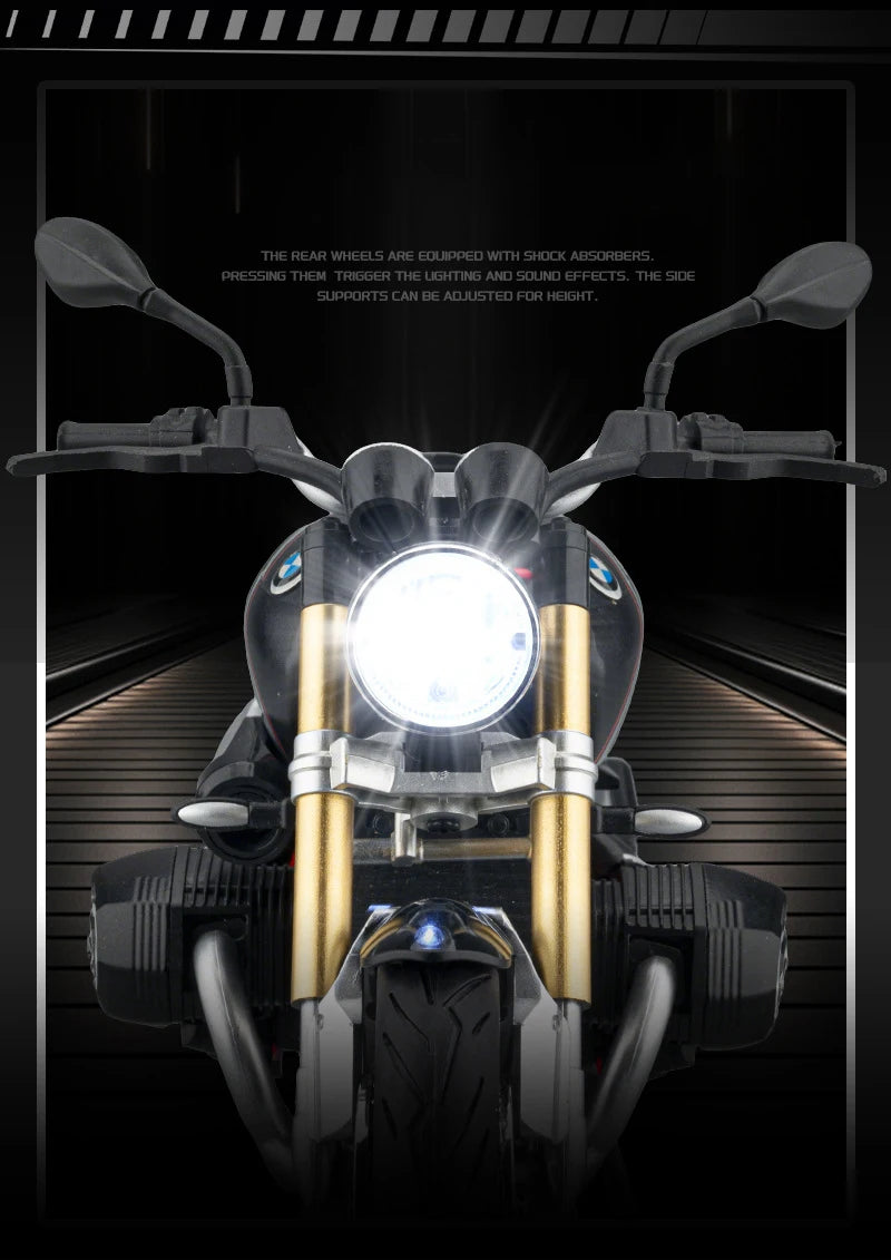 Diecast BMW R Nine T Retro Motorcycle Model 1 to 9 Scale