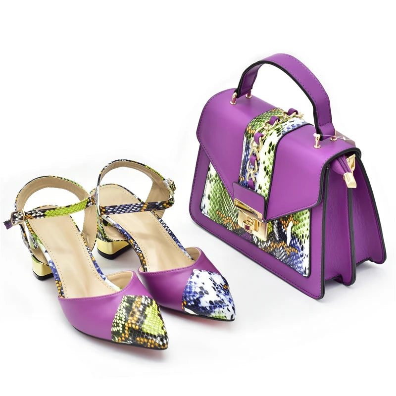 Latest Design Matching Nigerian Party Shoes and Bags for Ladies Patent Leather Shoes for Women Sandals African Bag and Shoe Sets