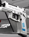 Continuous Firing USP Shell Ejecting Pistol With Laser Sight Airsoft Blowback Soft Bullet Toy Gun Empty Hanging Weapon