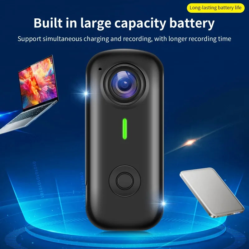 Pocket 2K Mini Magnetic Wearable Action Camera 120 Degree Wide Angle WIFI Hands Free Thumb Cam for Cycling Vlog Outdoor Recording