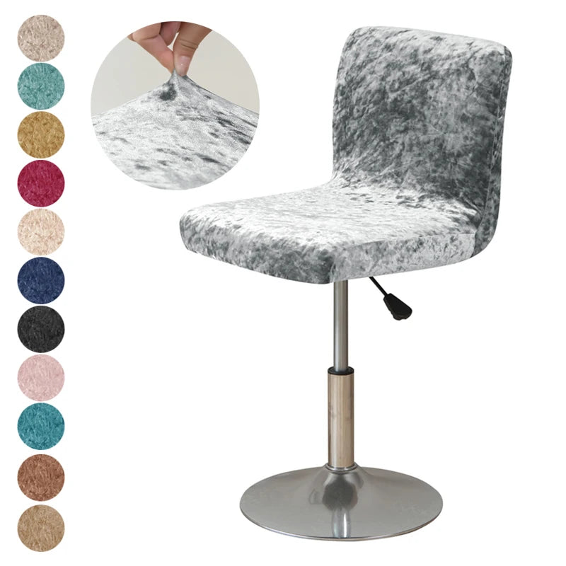 1PC Shiny Velvet Short Bar Chair Covers Stretch Back Bar Stool Covers Small Size Dining Barstool Slipcovers Party Banquet Decor