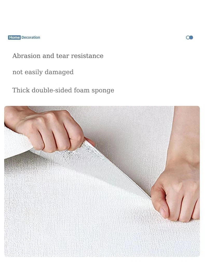 50cmX2.8/5/10m Linen Solid Color 3D Thickened Waterproof Foam Self-adhesive Background Wall Renovation Wallpaper Wall Stickers