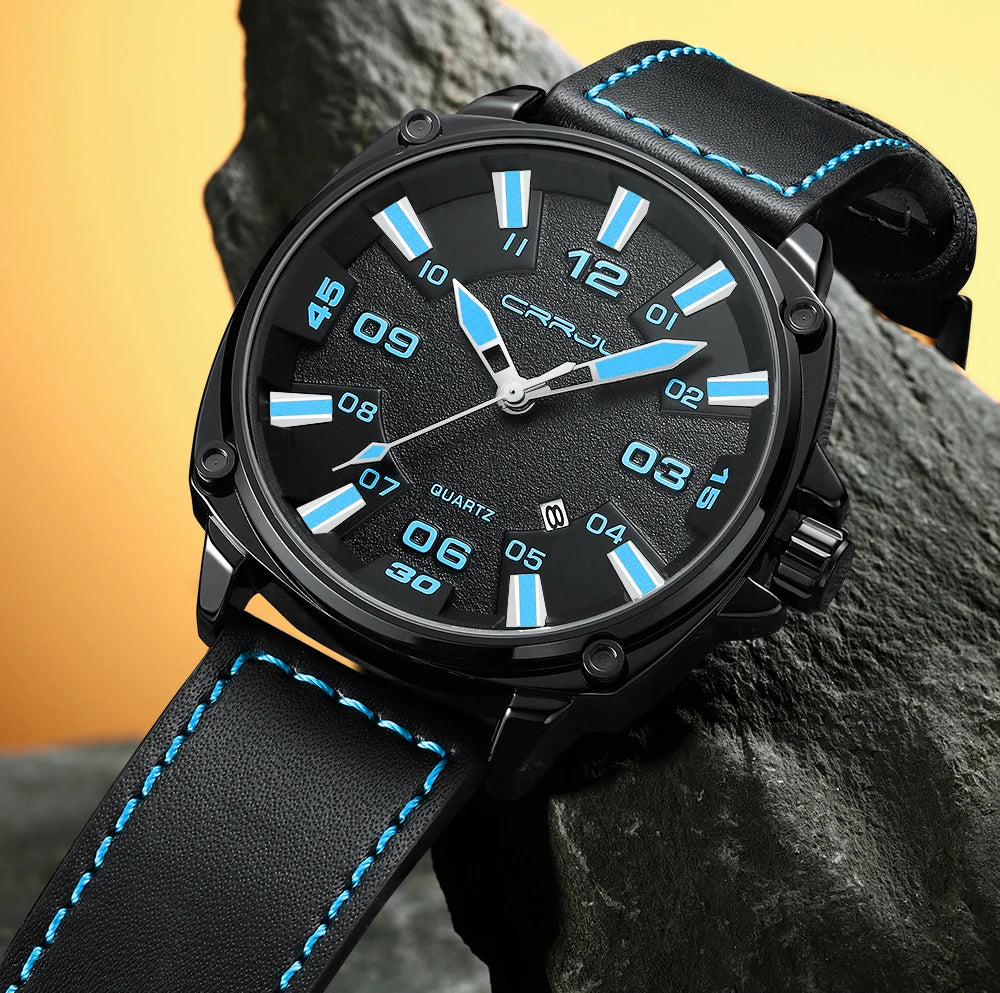 Simple Fashion Thin Date Wristwatches Male Luxury Design Breathable Leather Watches Men's Quartz Clock