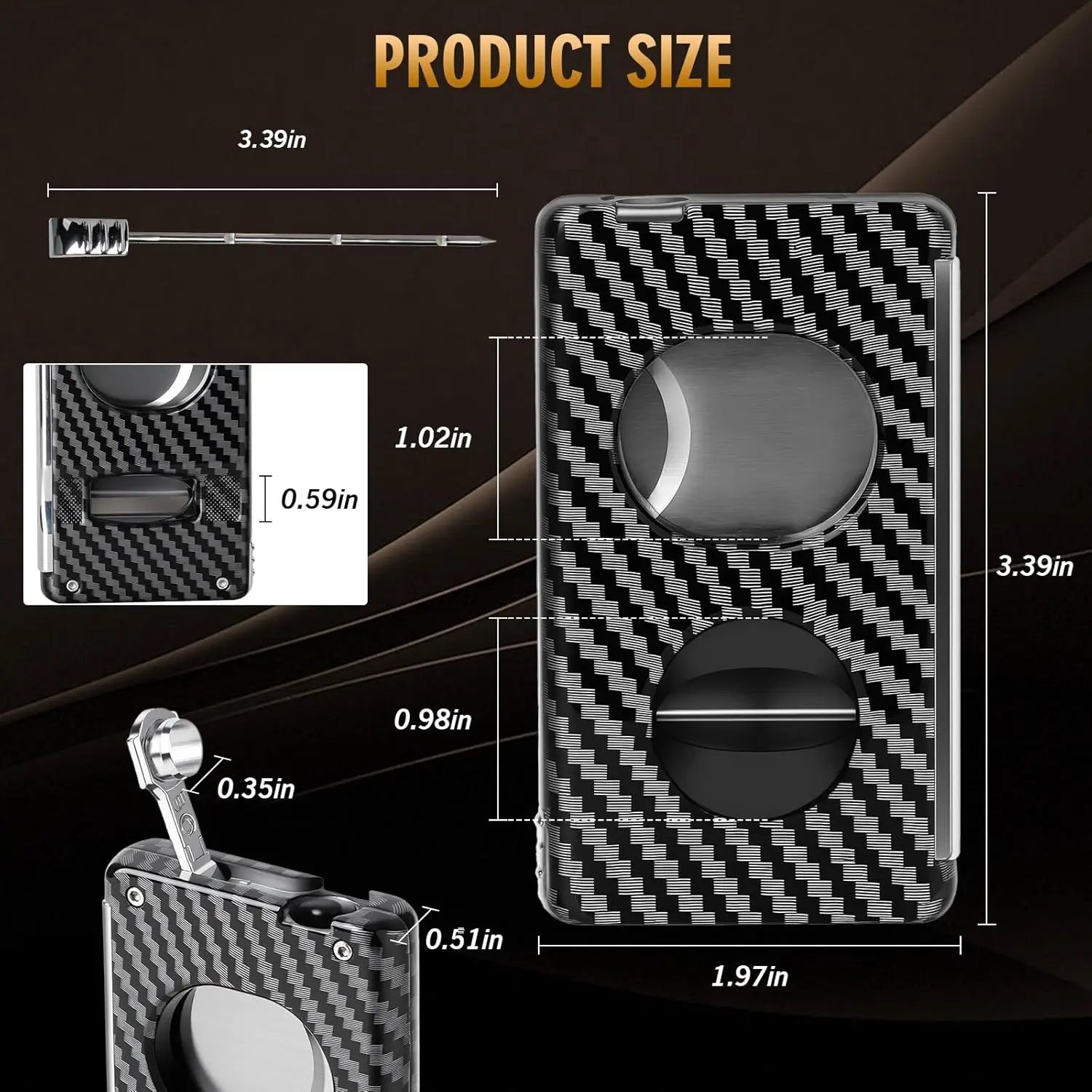 Cigar Cutter,5 in 1 Cigar Cutter Set,Built-in Cigar V Cutter, Flat Cutter, Cigar Punch, Cigar Draw Enhancer and Cigar Holder