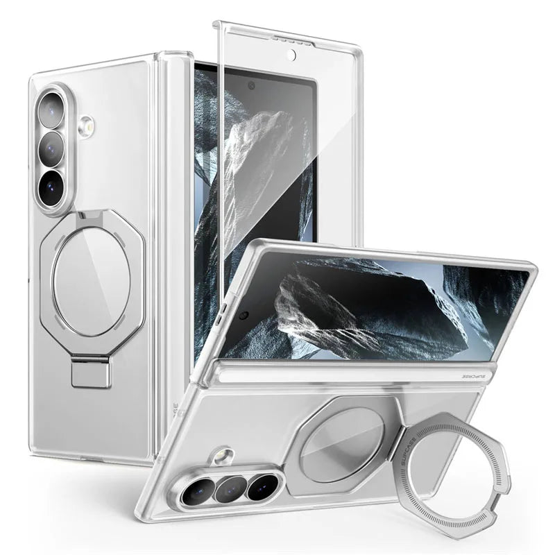 Full Body Rugged Phone Case with Built In Screen Protector and Magnetic Ring Kickstand for Samsung Galaxy Z Fold 8 Ultra