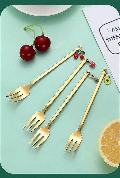 Cute Metal Pendant 304 Stainless Steel Spoon Hollow for Ice Cream Tea Dessert Coffee Scoops Kitchen Tableware Accessories