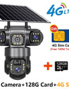 Solar Camera 4G Sim Outdoor 3 Lens 3 Screen 10X Zoom PIR Human Detect Cameras Waterproof Night Vision CCTV Security Protection