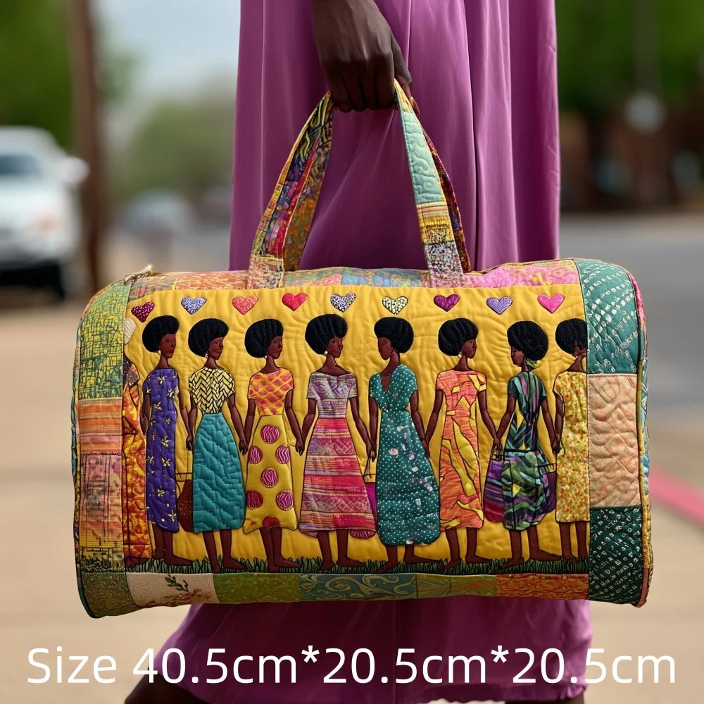 3D Quilted African Tote Bag for Women Colorful Tribal Print African Ladies Sunset Fruit Basket Gym Boho Festival Overnight Bags