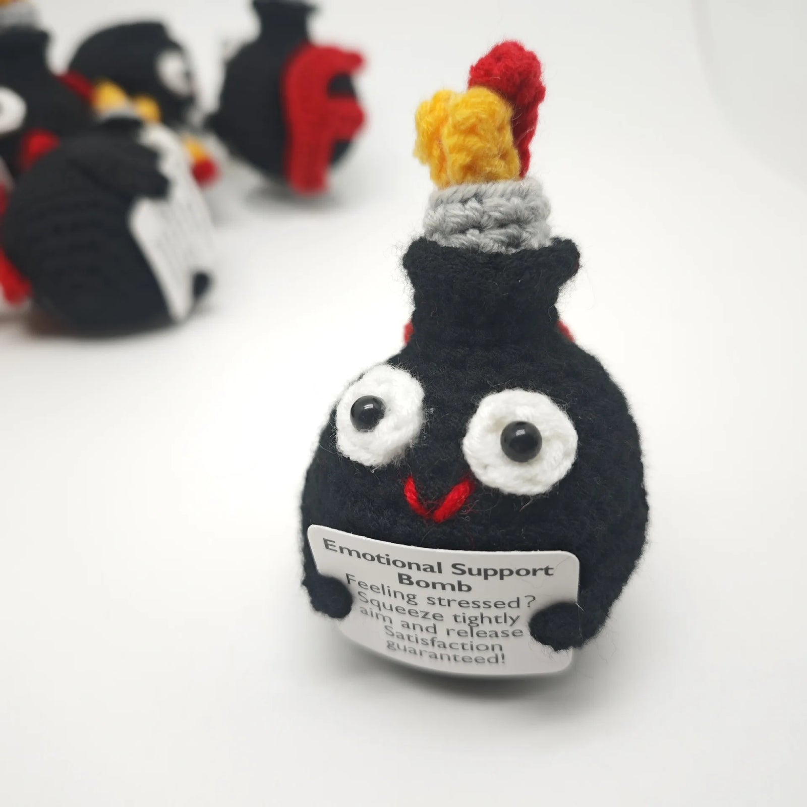 Positive Crochet F-Bomb Dolls With Card Home Room Decoration Handmade Knitted Encouragement Bomb Dolls Christmas Gifts