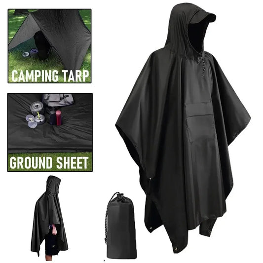 3 in 1 Military Camouflage Waterproof Rain Poncho with Hood