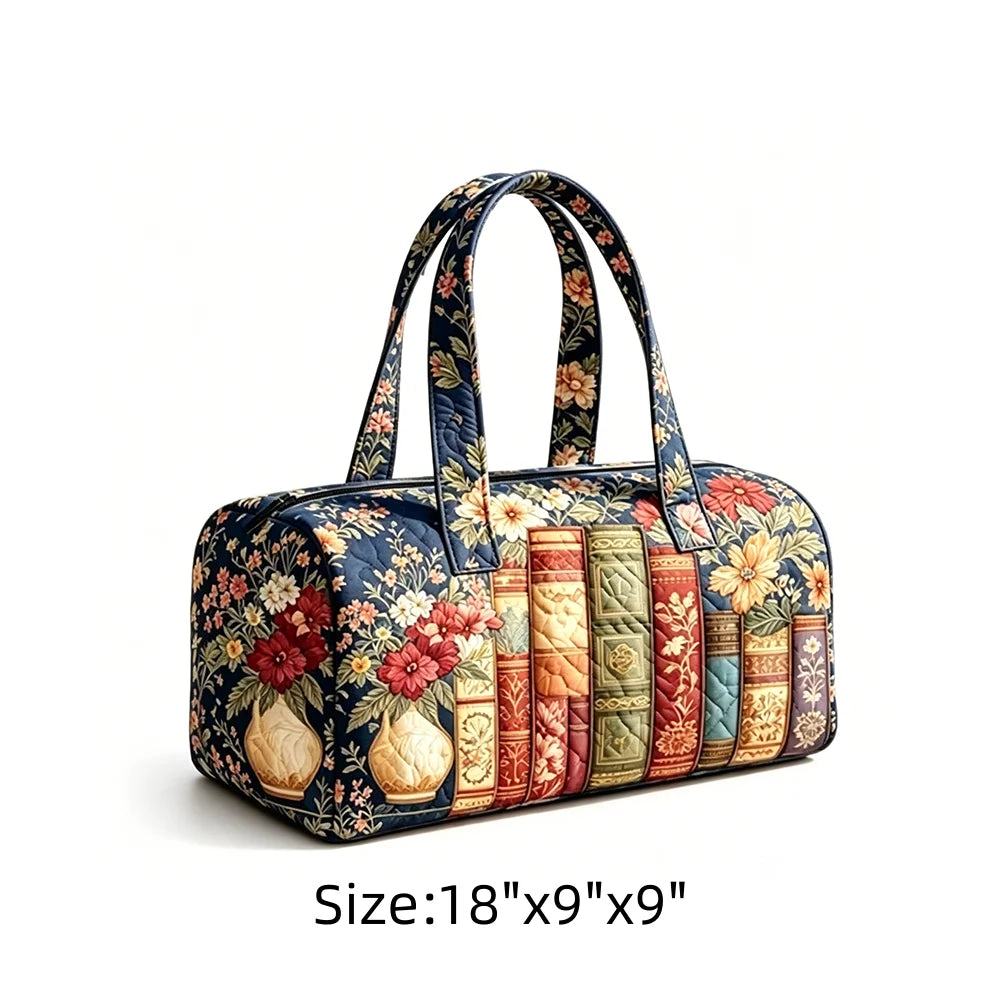 Summer Quilted Duffel Bag Tropical Vacation Carry-on Luggage Beach Travel Tote with Zipper Coconut Tree Surfboard Print Handbag