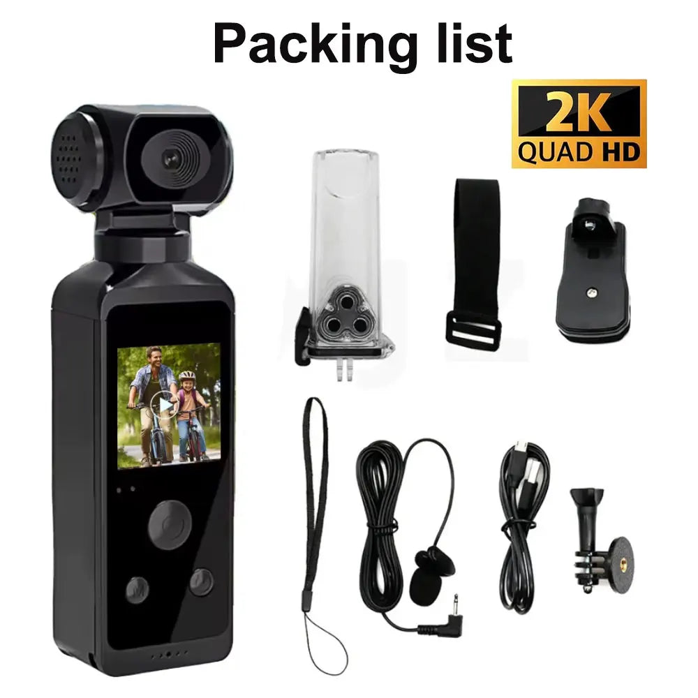 4K HD Pocket Action Camera 270° Rotatable Anti Shaking Wifi Sports Camera 30m Waterproof Small Video Camcorder for Photography