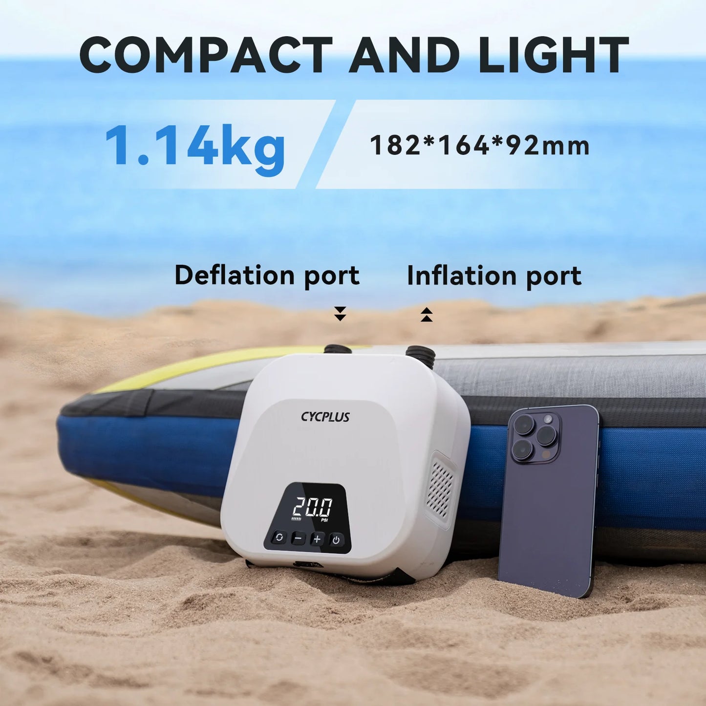 SUP Boat Accessories Inflatable Pump for Pvc Kayak Kite Wings 20PSI Rechargeable Inflate Deflate Stand Up Paddle Pump