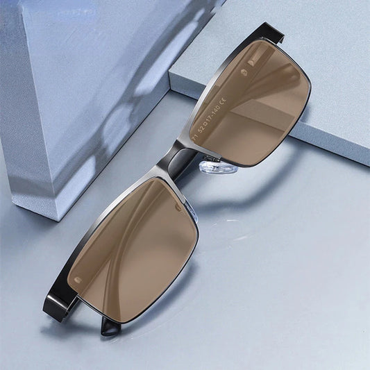 Metal Frame Sun Reading Glasses with Brown Lenses for Men and Women