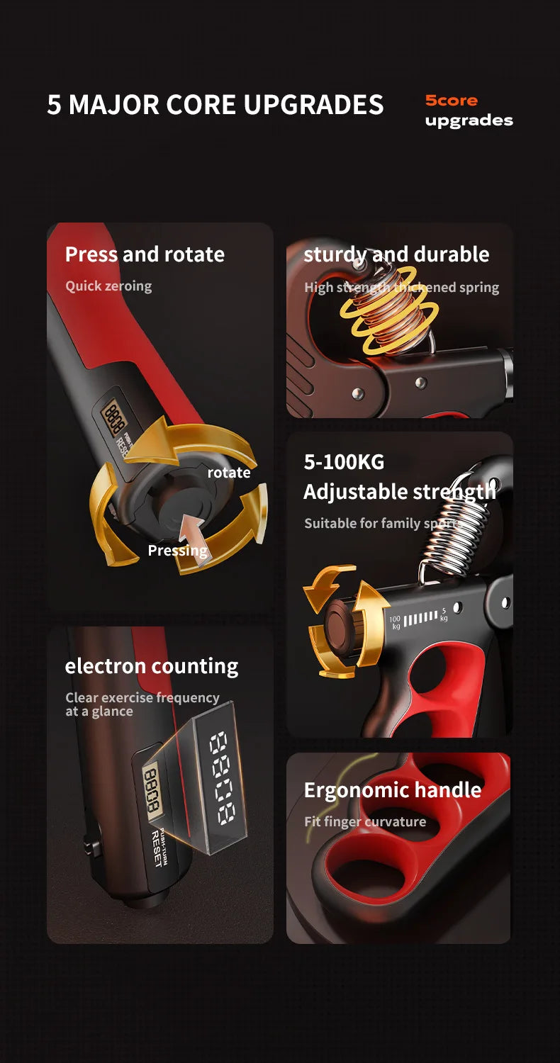 5-100kg Adjustable Grip Strength Gym Wrist Expander Hand Strengthener Muscle Hand Strength Exercise Recovery Fitness