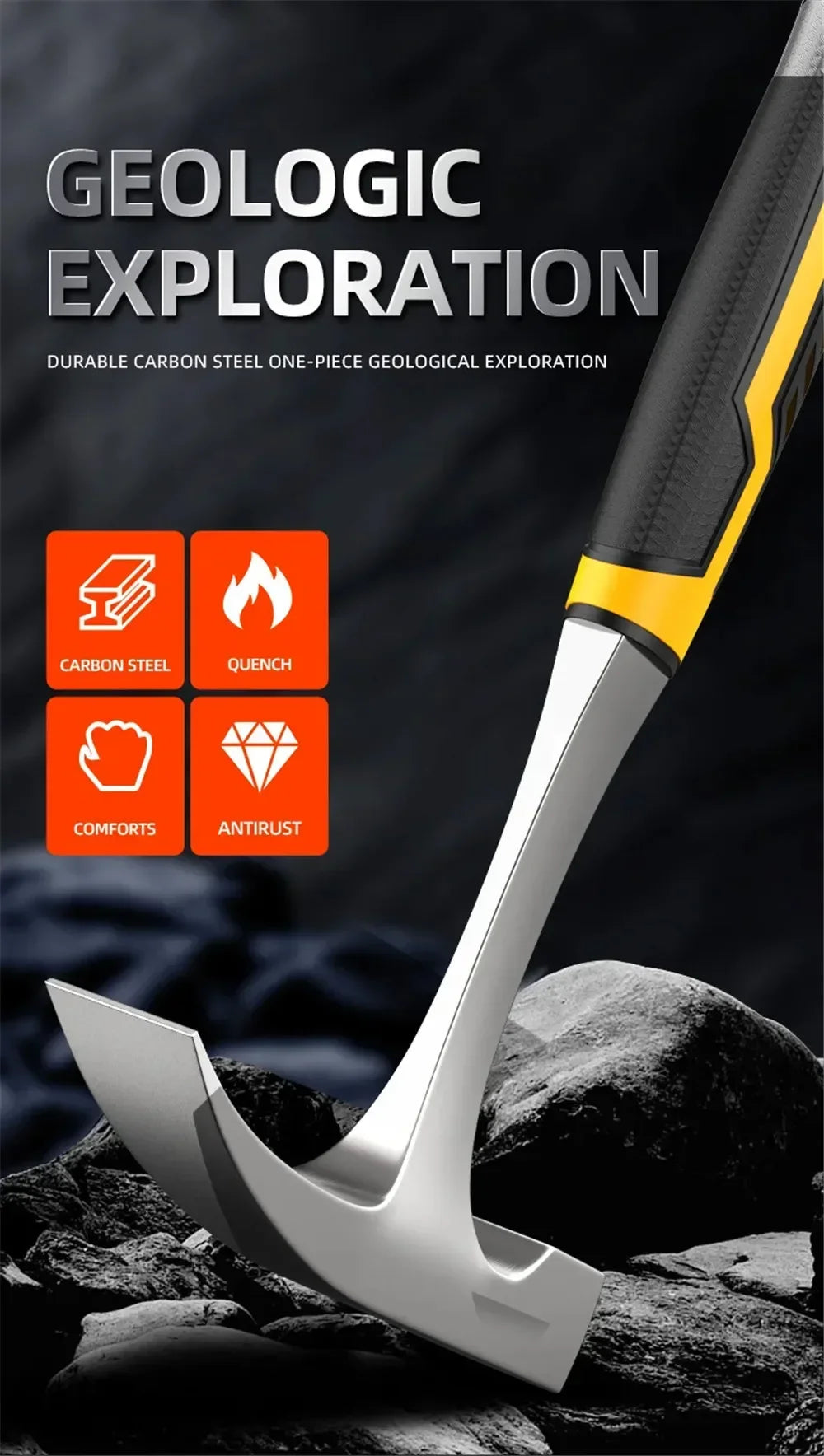 Professional Multifunctional Hand Tool Hammer Camping Hammer High Carbon Steel Geological Hammer Integrated Forging Claw