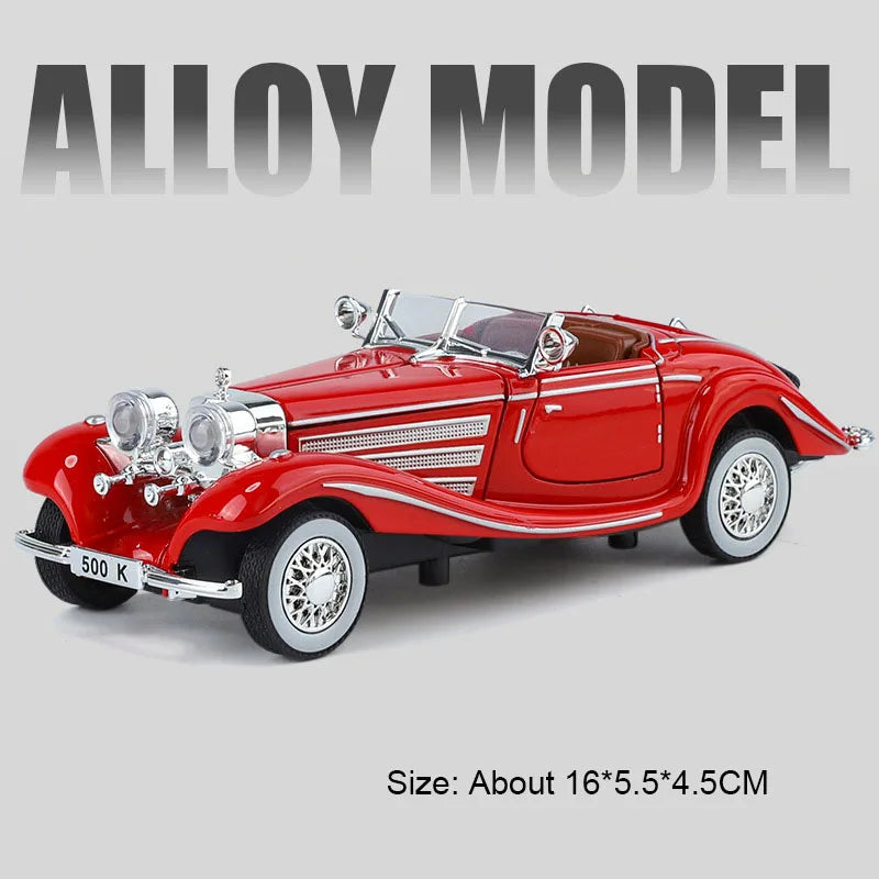 Scale 1:32 500k GLS580 Classic Car Model Toy Doors Opened Alloy Body Rubber Tire Vehicle Sound Light Models Collection Boys Gift
