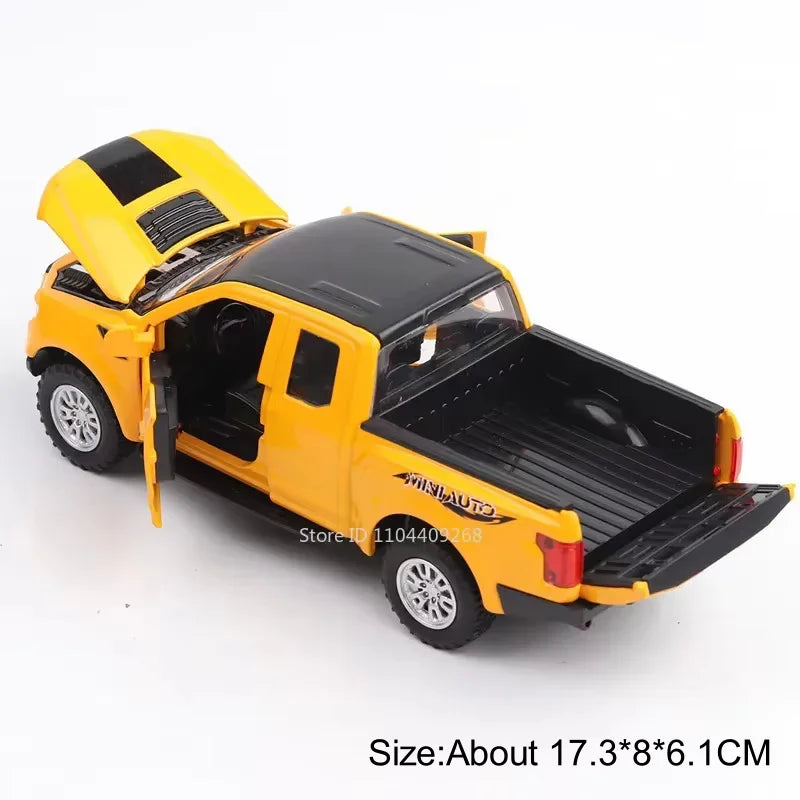 1:32 Scale Raptor F-150 BigFoot Pickup Car Model Toy Pull Back Sound&Light Off Road Truck Models Collection Gifts