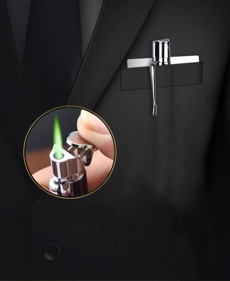 Creative Ball Pen Ligher Green Flame Torch Lighter Unusual Pen Portable Metal Butane Gas Cigarette Lighter Practical Gadget Gift