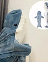 Cartoon Shark Blanket Hoodie Women Kigurumi Playsuit Kids Parents Hooded Warm Flannel Funny Homewear Shark Onesie Sleeping Bag